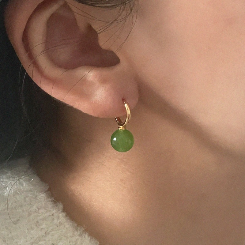 [sale] silver925 green ball earring