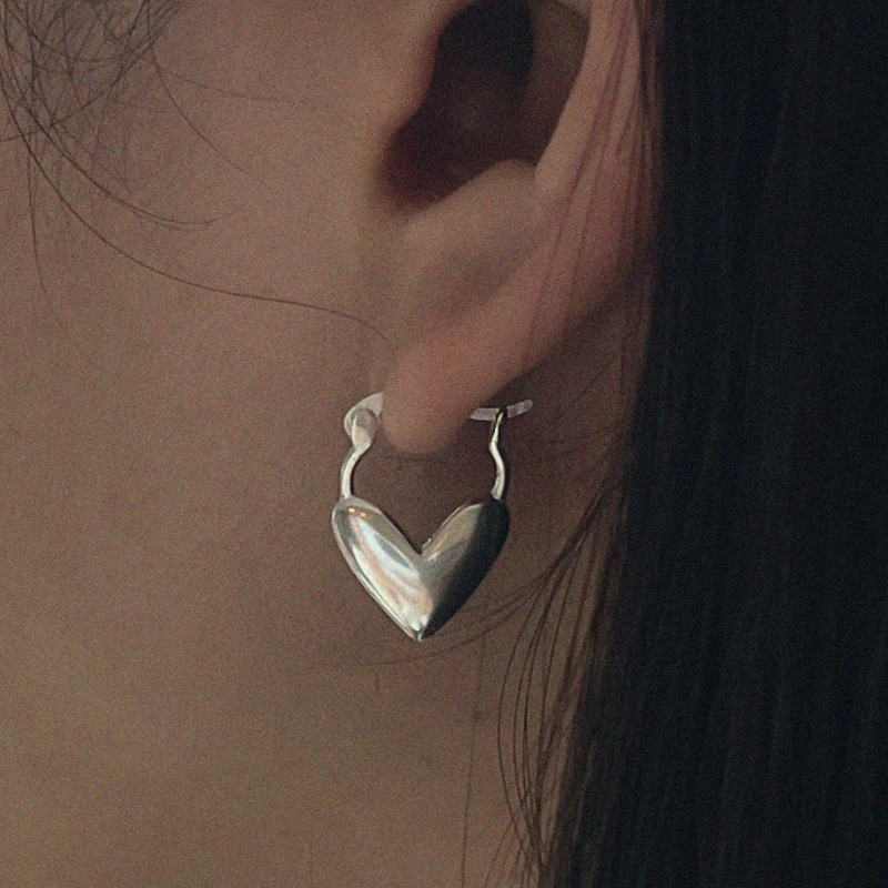 [sale] silver925 slim heart earring