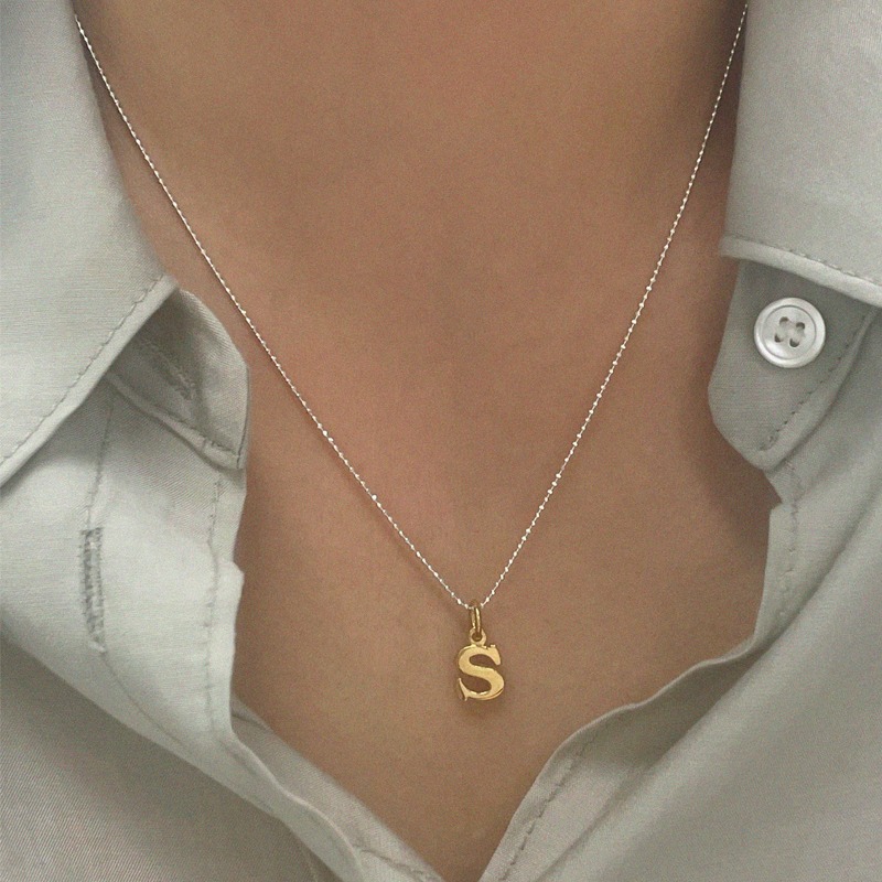 silver925 initial necklace